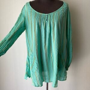 Echo sz S oversized cotton striped blouse
